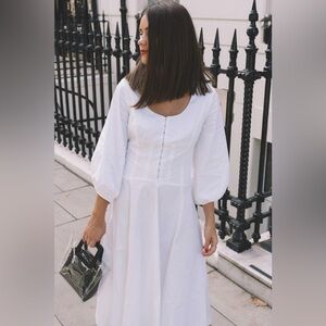 STAUD White Swell Dress Midi bustier corset Dress flowy cotton blend M